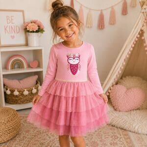 Lilt Tulle Tiered Owl Dress Girls Size 6